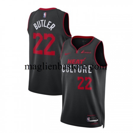 Maglia NBA Miami Heat Jimmy Butler 22 Nike 2023-2024 City Edition Nero Swingman - Uomo